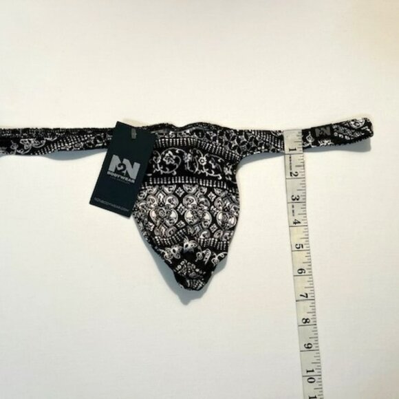 N2N Bodywear Size “M” Provence T-Back Thong- Black/White Batik Design - Picture 4 of 13